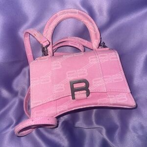 Balenciaga Pink Hourglass Mini Bag with Logo Accent